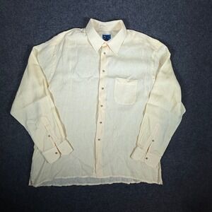 The Charleston Shirt Ben Silver Long Sleeve LINEN Button Up Shirt Yellow XXL